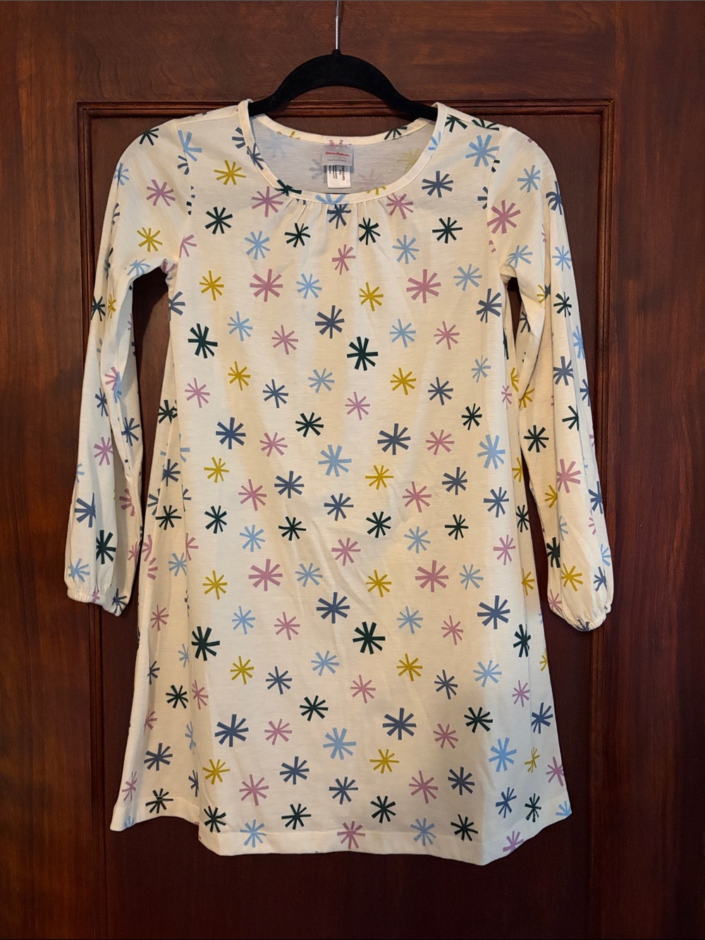 Hanna Anderson Girls' Cream Long-Sleeve Star Print Dress
